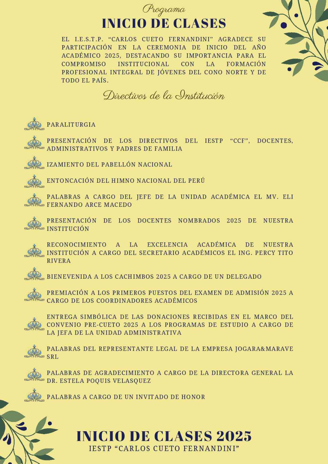 Programa de Inicio de clases 2025-I