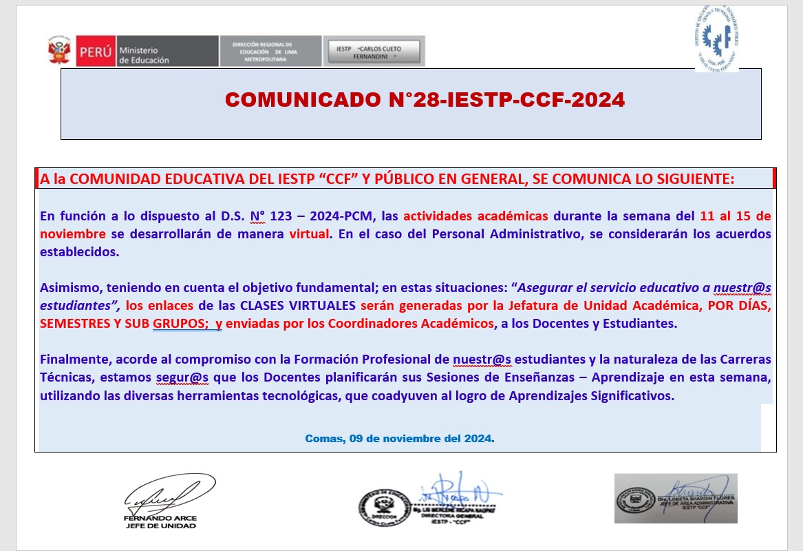 Comunicado Clases Remotas 2024